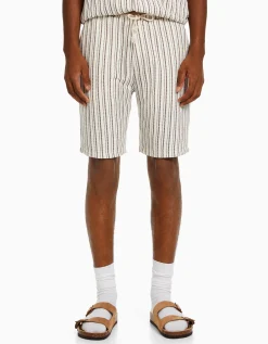 HOMME BERSHKA Bermudas*Bermuda jogger rustique rayures
