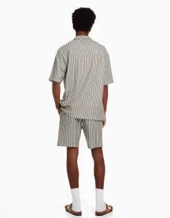 HOMME BERSHKA Bermudas*Bermuda jogger rustique rayures