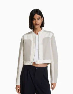 FEMME BERSHKA Vestes*Blouson biker denim contraste