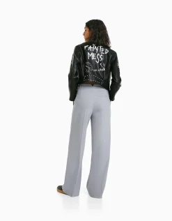 FEMME BERSHKA Similicuir*Blouson biker similicuir clous