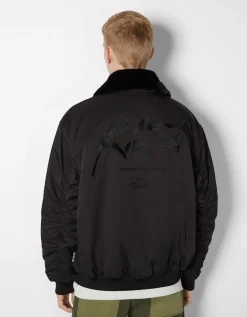 HOMME BERSHKA Blousons et manteaux*Blouson bomber col fourrure