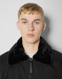 HOMME BERSHKA Blousons et manteaux*Blouson bomber col fourrure