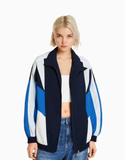 FEMME BERSHKA Vêtements*Blouson oversize effet nylon color block