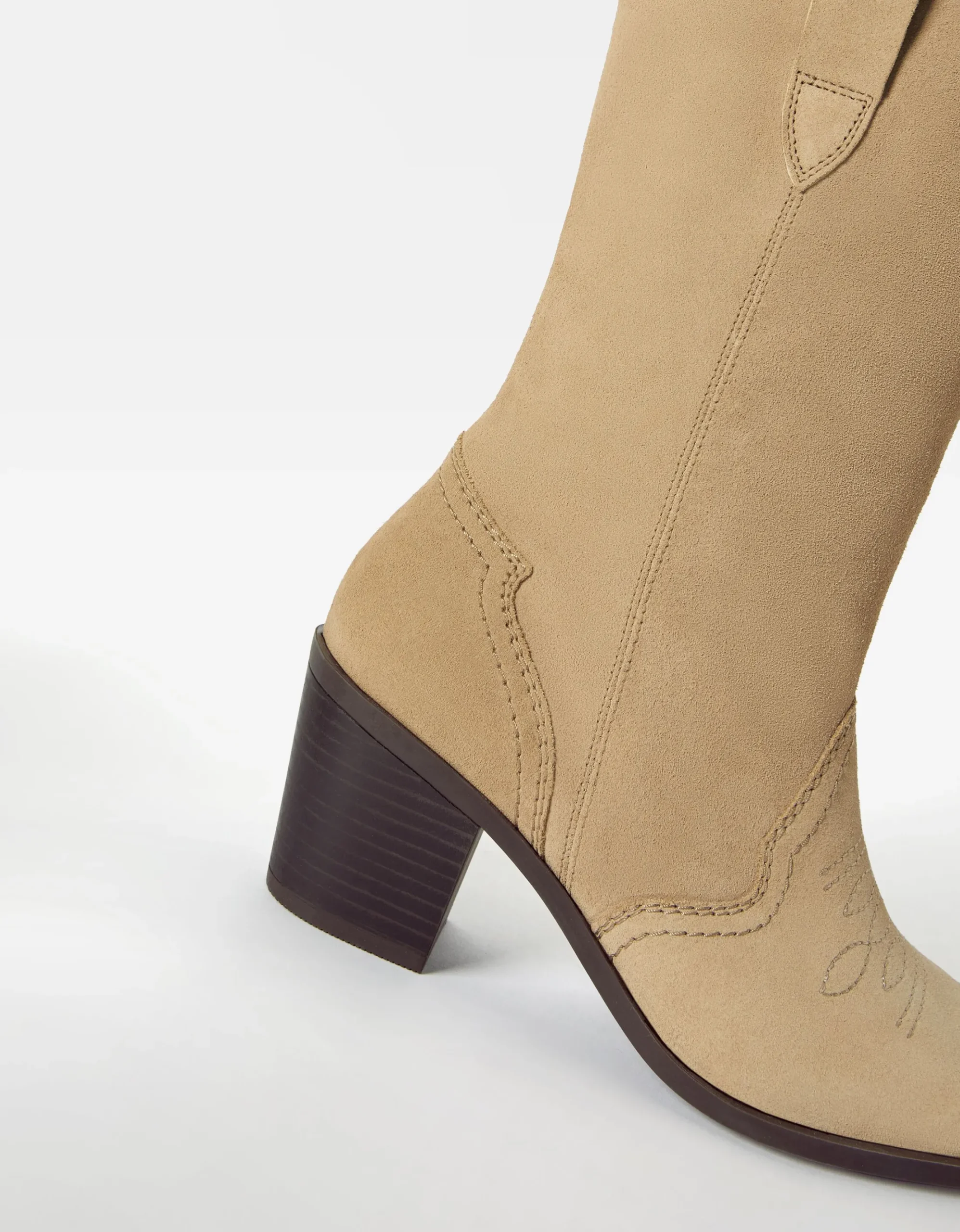 FEMME BERSHKA Similicuir*Bottes cowboy talon CUIR