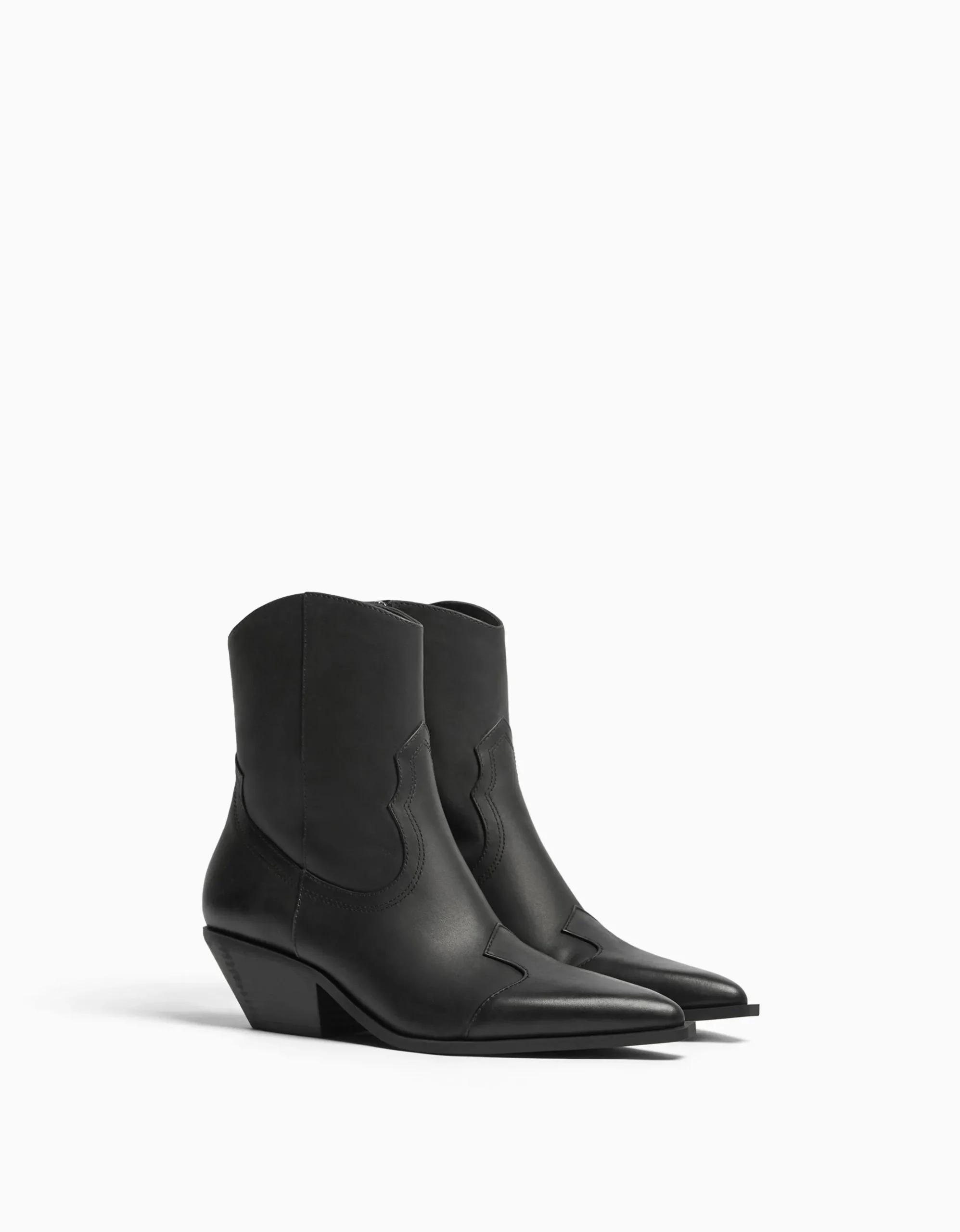 FEMME BERSHKA Cowboy*Bottines cowboy à talon CUIR