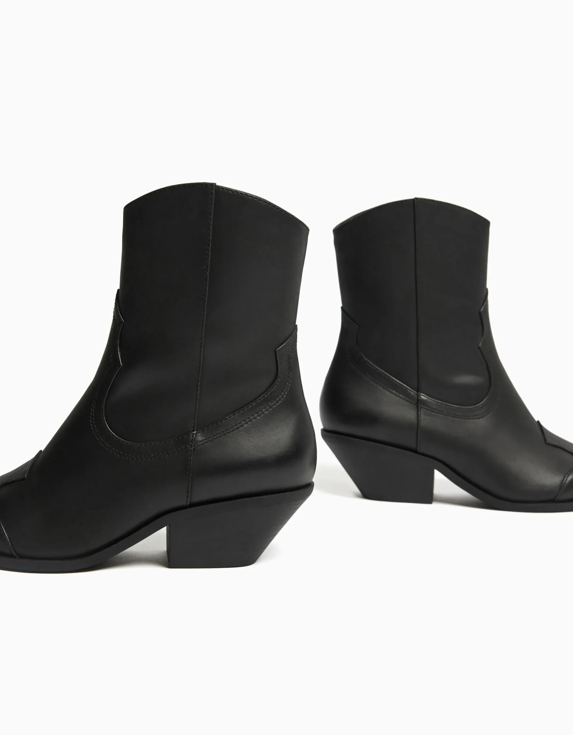 FEMME BERSHKA Cowboy*Bottines cowboy à talon CUIR