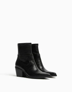 FEMME BERSHKA Cowboy*Bottines cowboy gravure motif animal