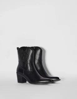 FEMME BERSHKA Similicuir*Bottines talon cowboy