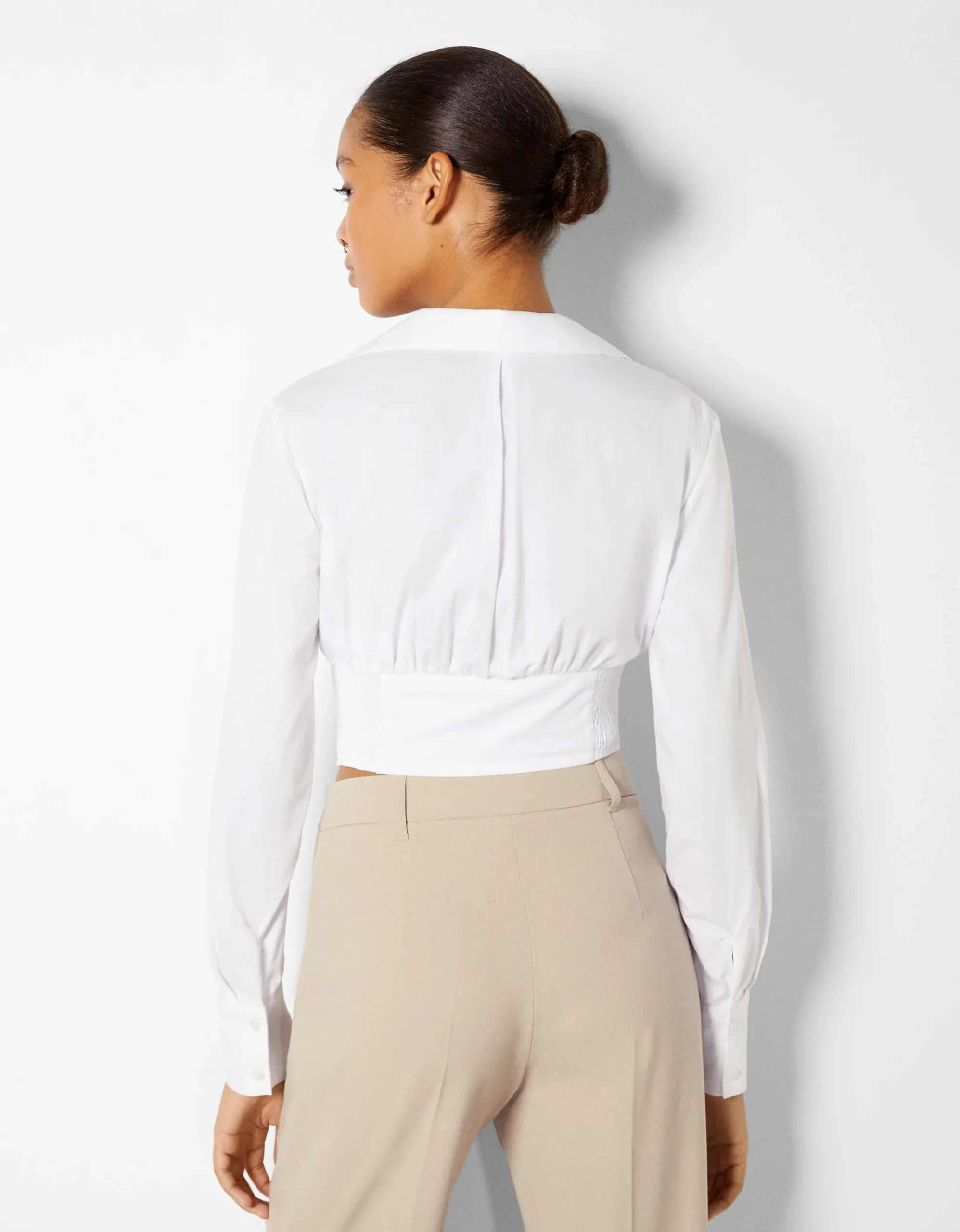 FEMME BERSHKA Chemises et blouses*Chemise corset moulante manches longues popeline