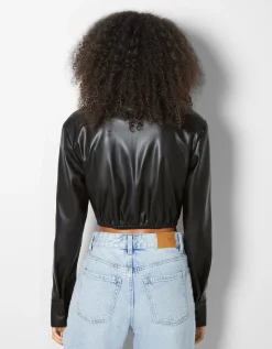 FEMME BERSHKA Similicuir*Chemise corset similicuir
