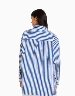 FEMME BERSHKA Chemises et blouses*Chemise manches longues overzise popeline