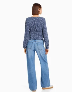 FEMME BERSHKA Chemises et blouses*Chemisier manches longues imprimé fleurs nœud