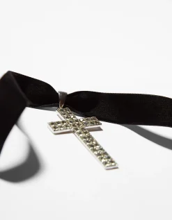 FEMME BERSHKA Party*Collier ras du cou croix strass