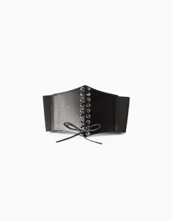 FEMME BERSHKA Similicuir*Corset tressé imitation cuir