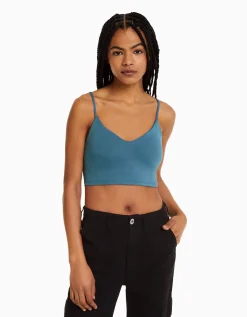 FEMME BERSHKA Tops et corsets*Crop top bretelles fines