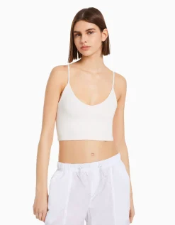 FEMME BERSHKA Tops et corsets*Crop top bretelles fines