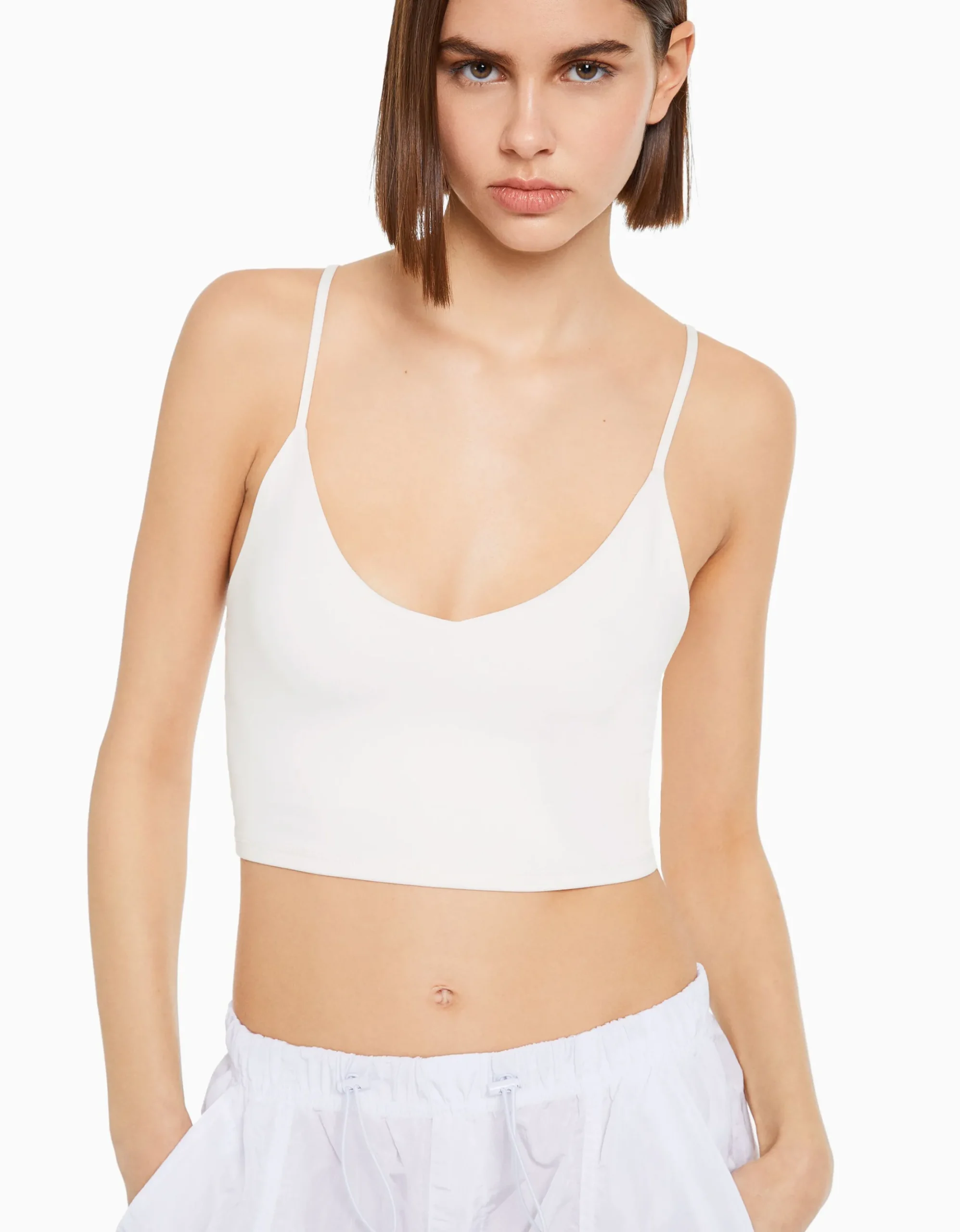 FEMME BERSHKA Tops et corsets*Crop top bretelles fines