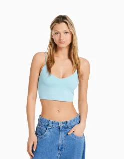 FEMME BERSHKA Tops et corsets*Crop top bretelles fines