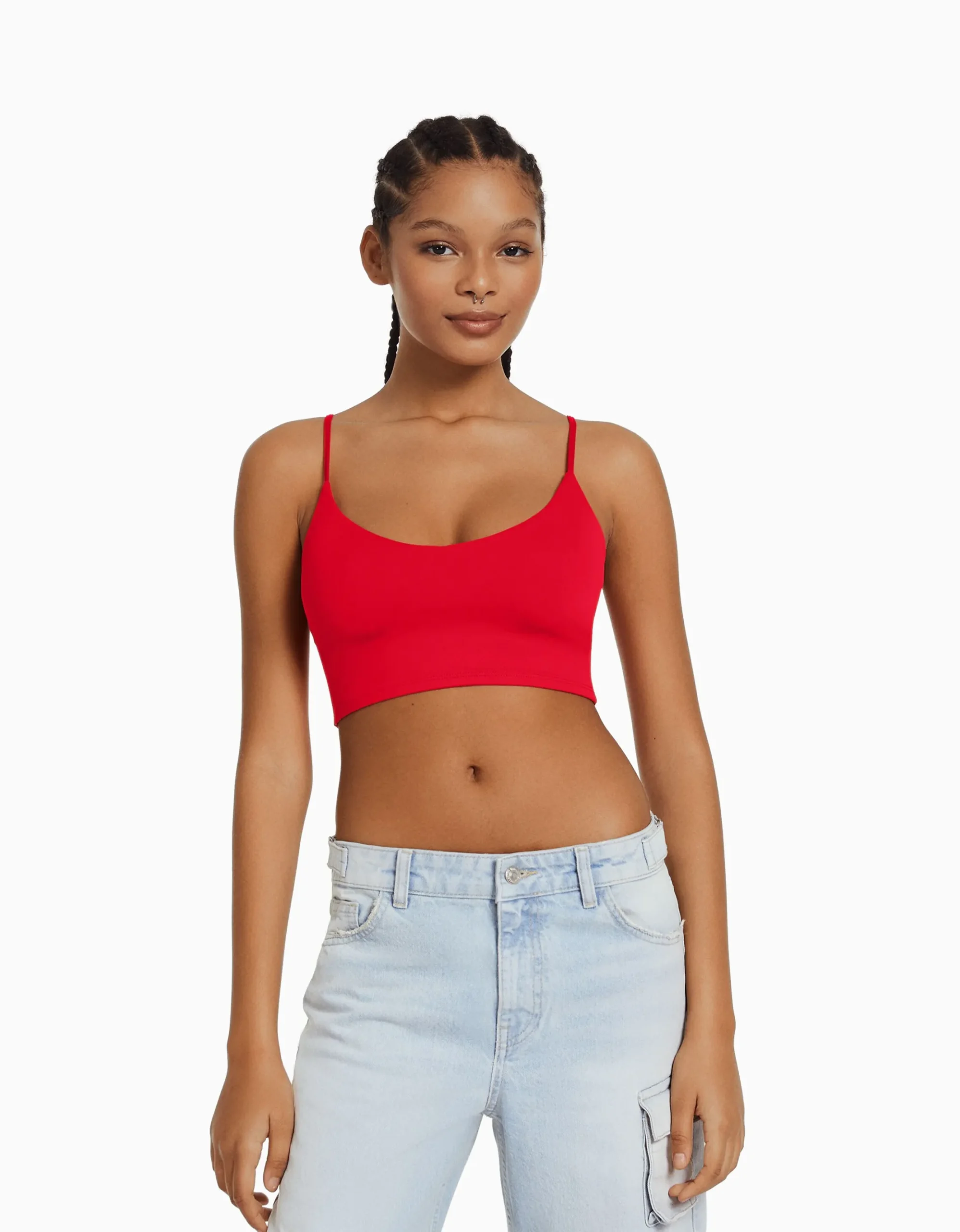 FEMME BERSHKA Tops et corsets*Crop top bretelles fines