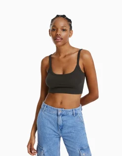 FEMME BERSHKA Tops et corsets*Crop top bretelles larges