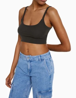 FEMME BERSHKA Survêtement*Crop top bretelles larges