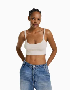 FEMME BERSHKA Personnalisables*Crop top bretelles larges