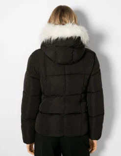FEMME BERSHKA Vestes*Doudoune capuche fausse fourrure