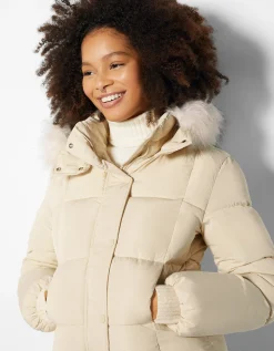 FEMME BERSHKA Vestes*Doudoune capuche fausse fourrure