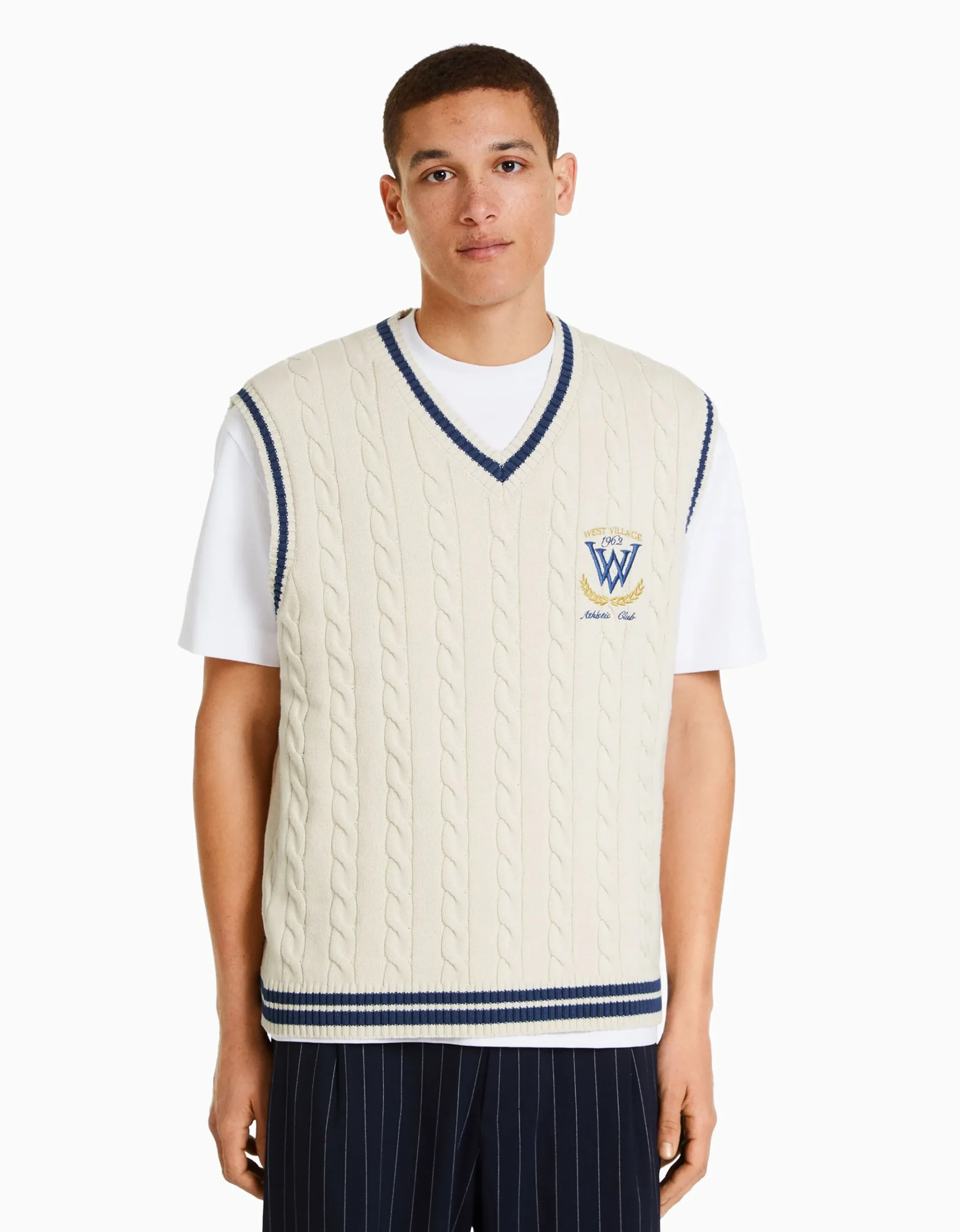 HOMME BERSHKA Vêtements*Gilet sans manches maille brodé