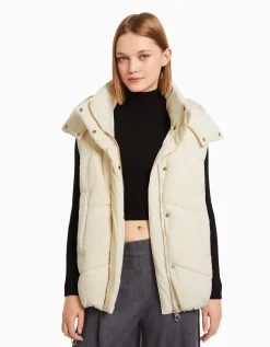 FEMME BERSHKA Vestes*Gilet sans manches rembourré capuche oversize