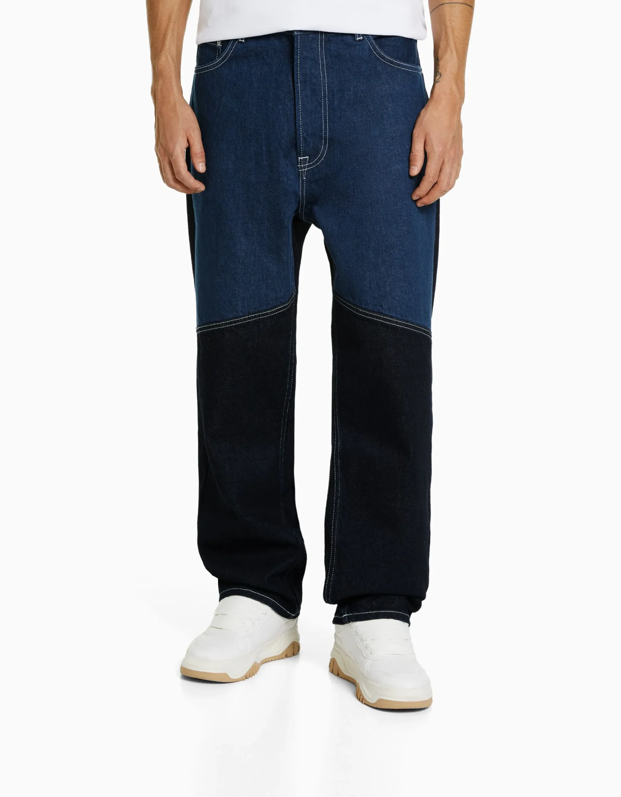 HOMME BERSHKA Vêtements*Jean baggy color block