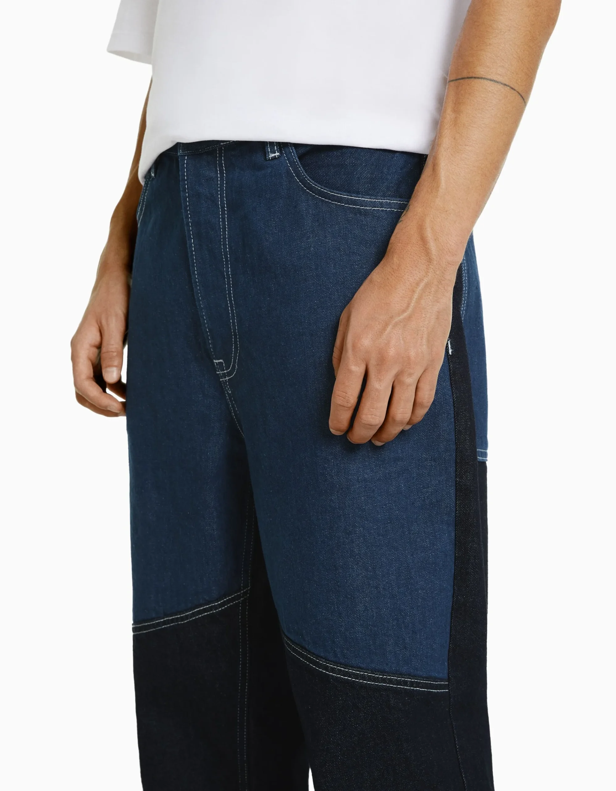 HOMME BERSHKA Vêtements*Jean baggy color block