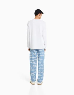 HOMME BERSHKA Vêtements*Jean baggy imprimé