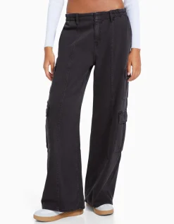 FEMME BERSHKA Jeans*Jean cargo wide leg multipoches