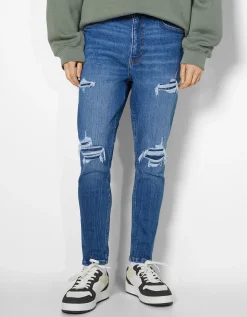HOMME BERSHKA Jeans*Jean carotte déchiré