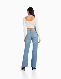 FEMME BERSHKA Jeans*Jean décontracté fente latérale