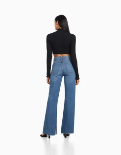 FEMME BERSHKA Jeans*Jean décontracté fente latérale