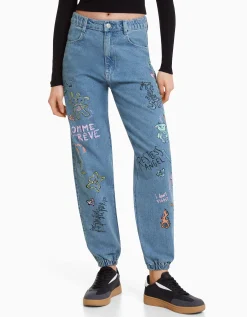 FEMME BERSHKA Jeans*Jean jogger graffiti