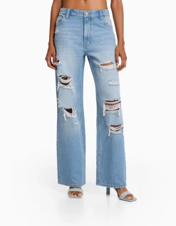 FEMME BERSHKA Jeans*Jean 90’s wide leg déchiré