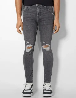 HOMME BERSHKA Basiques*Jeans super skinny déchirés
