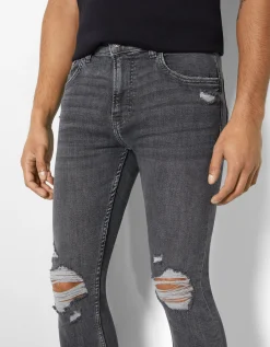 HOMME BERSHKA Basiques*Jeans super skinny déchirés