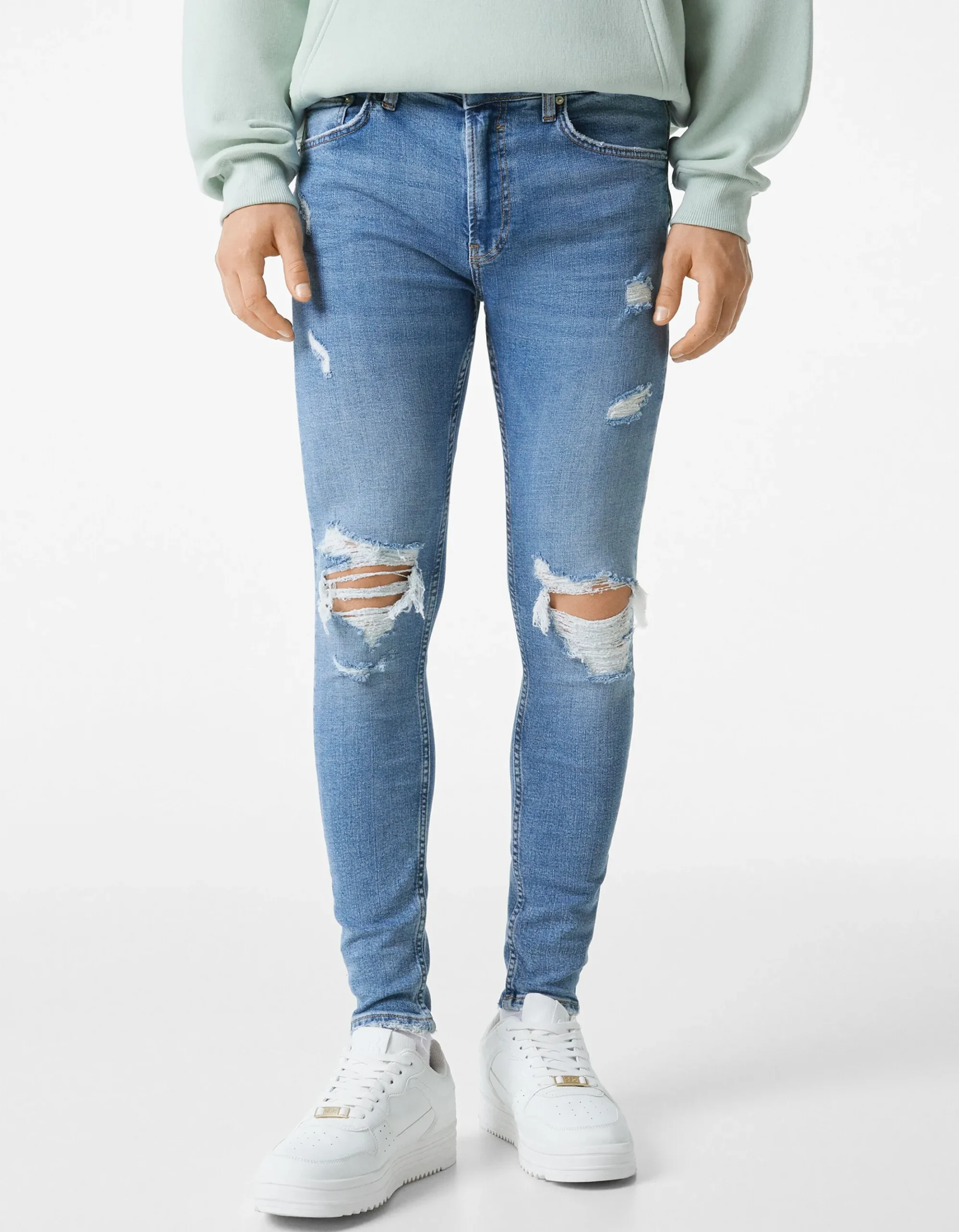HOMME BERSHKA Pantalons et jeans*Jeans super skinny déchirés