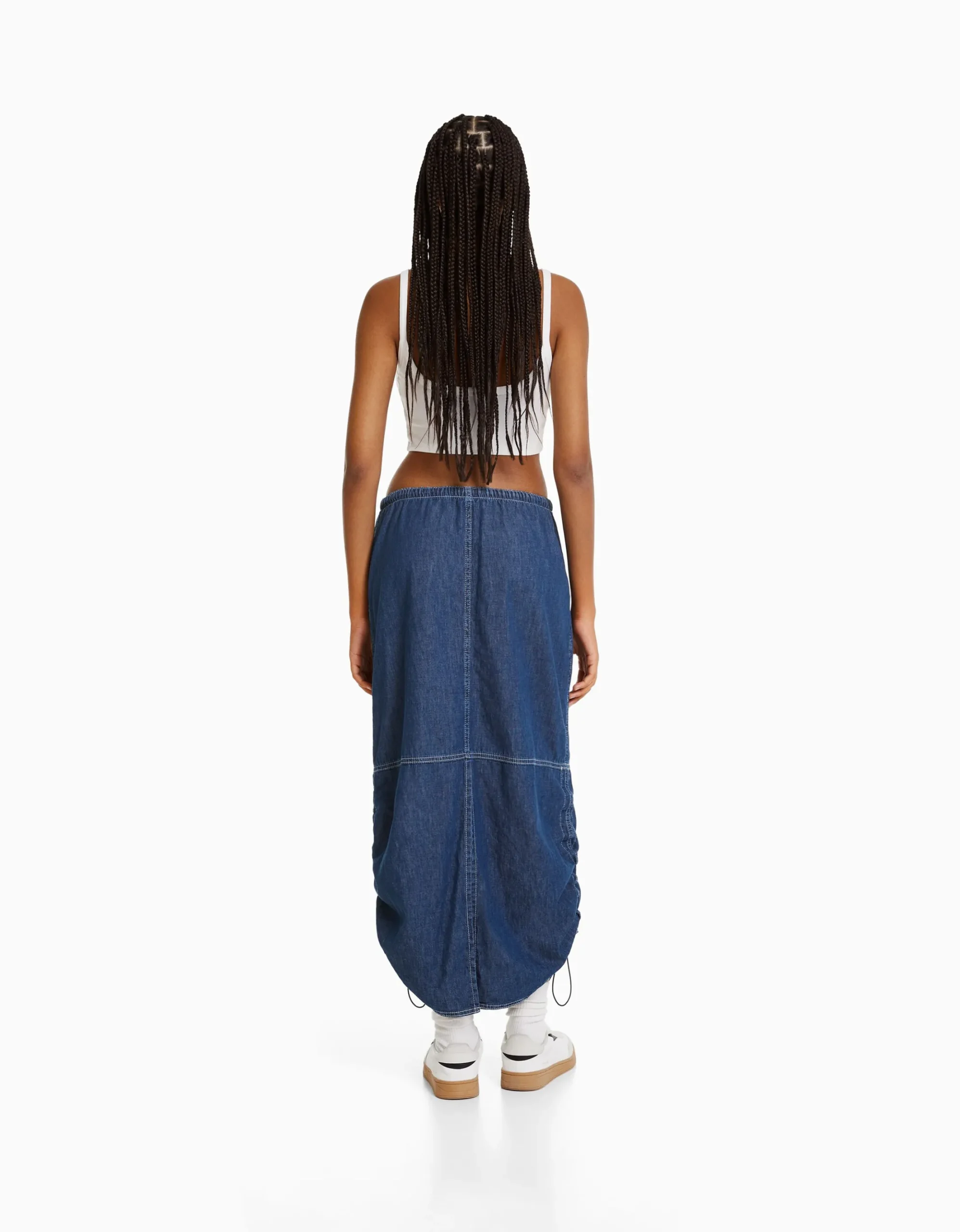 FEMME BERSHKA Vêtements*Jupe denim midi parachute