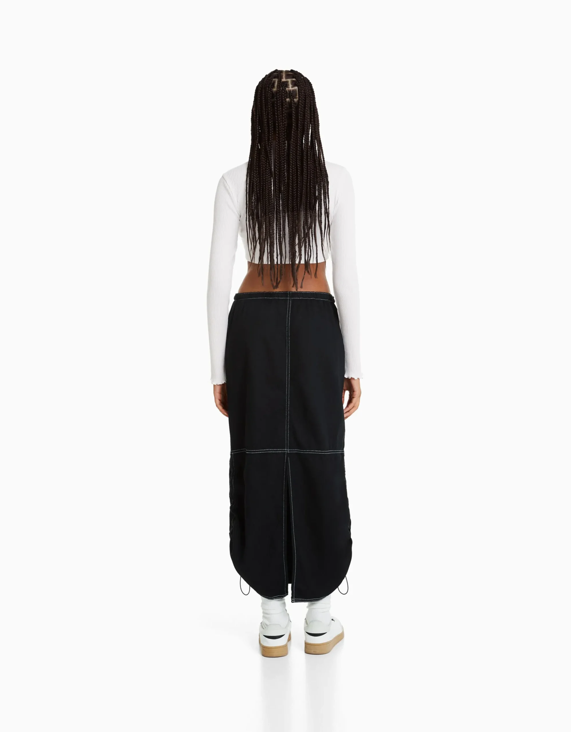 FEMME BERSHKA Vêtements*Jupe denim midi parachute