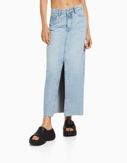 FEMME BERSHKA Vêtements*Jupe longue denim
