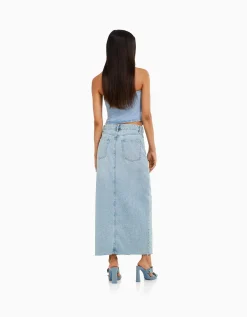 FEMME BERSHKA Vêtements*Jupe longue denim
