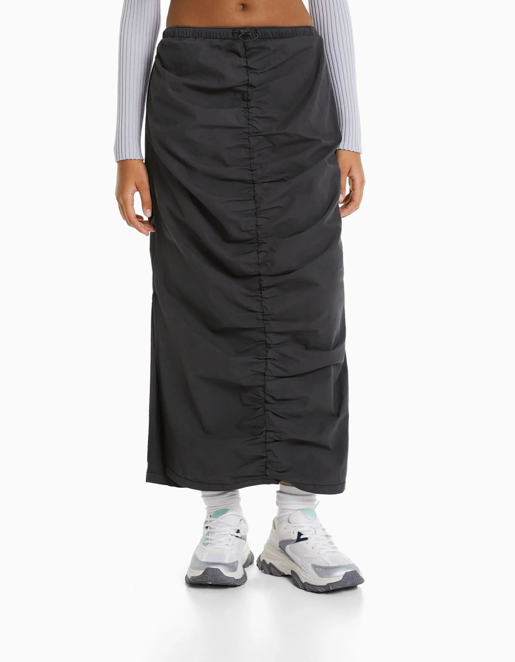 FEMME BERSHKA Vêtements*Jupe longue denim froncée devant