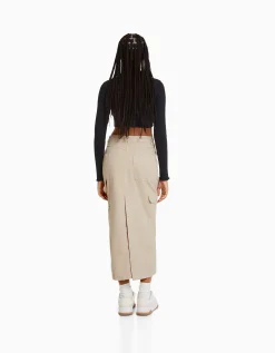 FEMME BERSHKA Jupes*Jupe midi carpenter coton