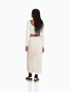 FEMME BERSHKA Vêtements*Jupe midi effet nylon