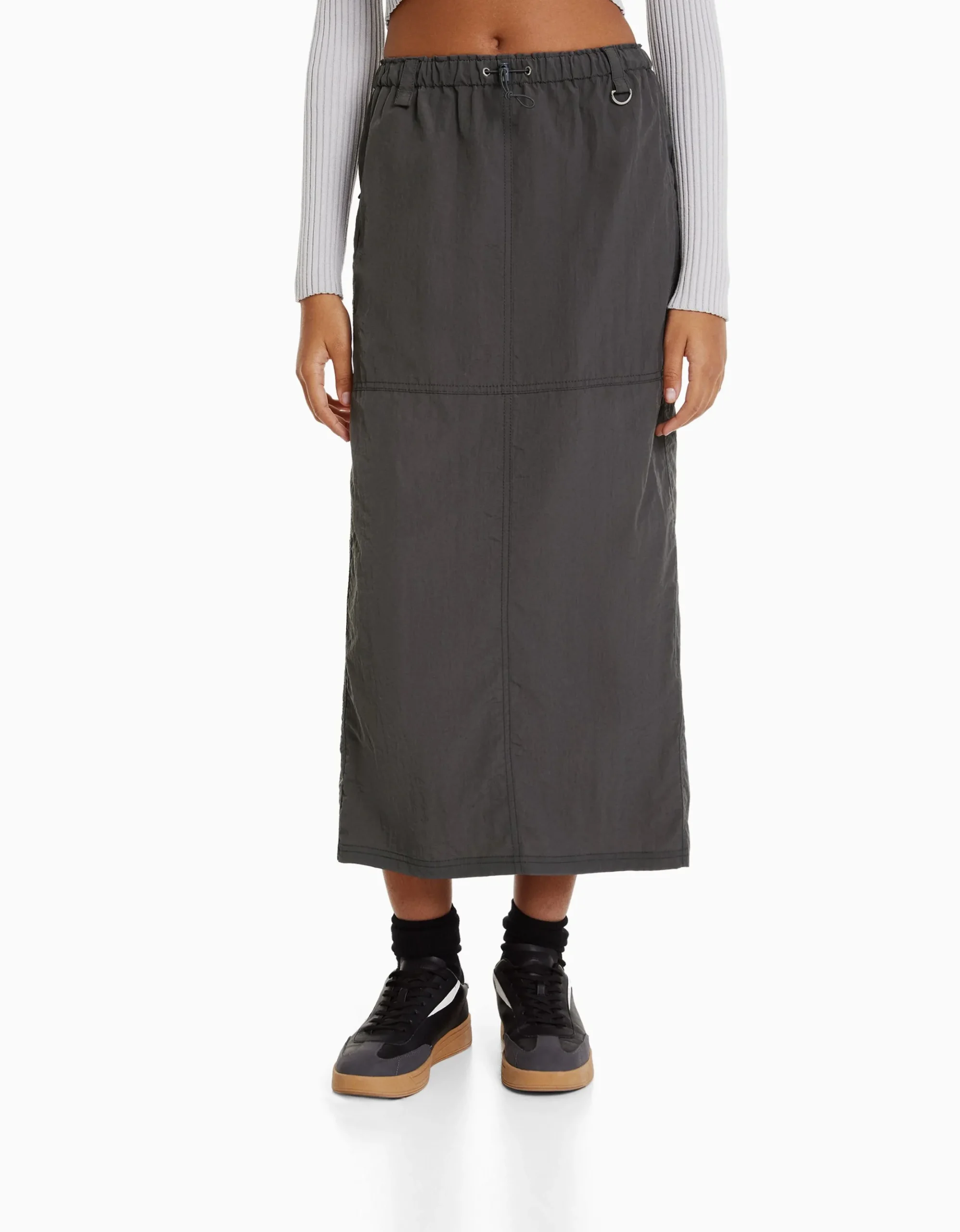 FEMME BERSHKA Vêtements*Jupe midi effet nylon
